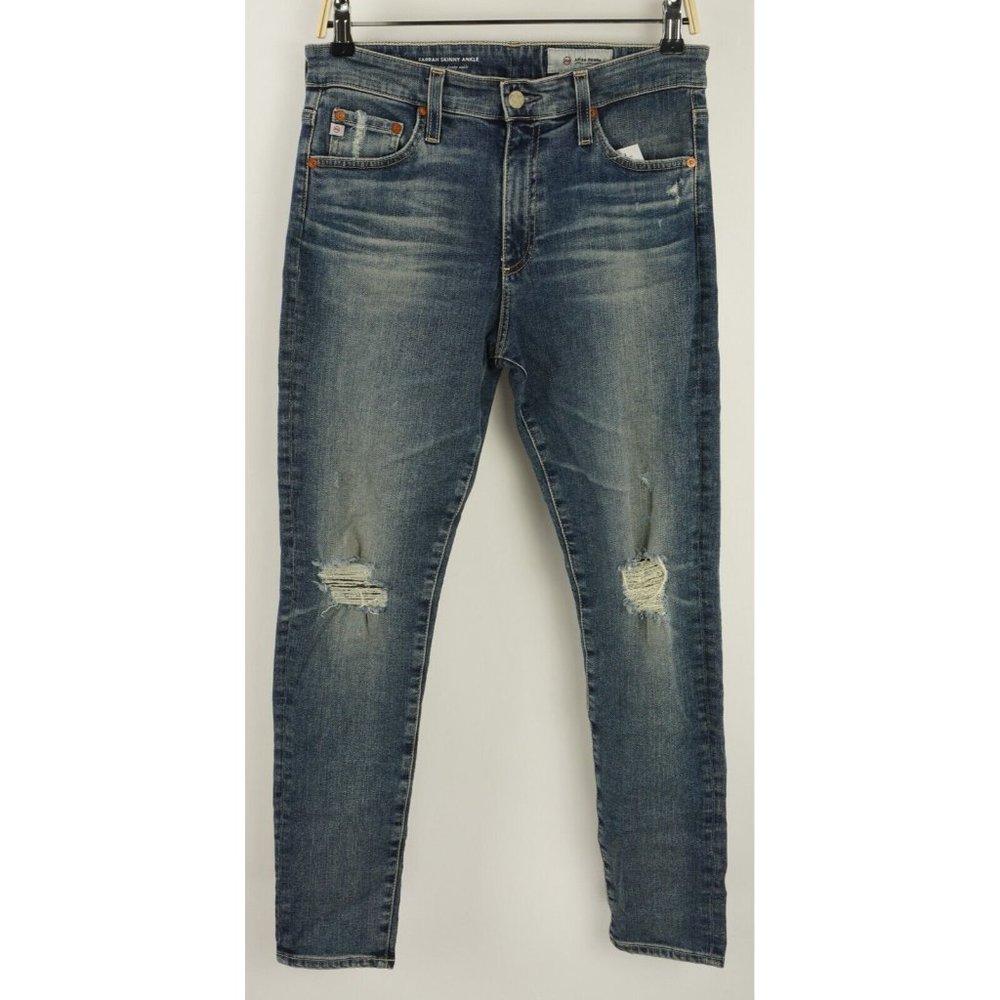 New Adriano Goldschmied Farrah Skinny Ankle Women's 29 x 28 Dark Blue Torn Jeans
